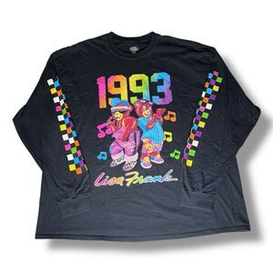 Lisa Frank 1993 Black Long Sleeved Hip Hop Bears Colorful Shirt Adult Size 2XL